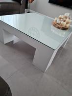 Handgemaakte salontafel met glasplaat - Uniek stuk!, Ophalen