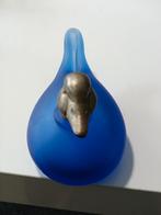 Blauwe glazen geblazen eendje, Antiek en Kunst, Ophalen of Verzenden
