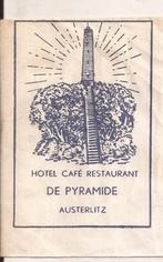 AUSTERLITZ Hotel Café Restaurant De Pyramide 50/60er jaren, Verzamelen, Suikerzakjes, Ophalen of Verzenden, Nederland