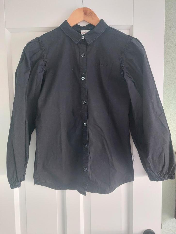 Retour blouse, zwart, pofmouwen, maat 13-14 FEESTDAGEN, Kinderen en Baby's, Kinderkleding | Maat 110, Gebruikt, Meisje, Overhemd of Blouse