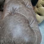 Chesterfield club fauteuil bruin leer + BEZORGING GRATIS, ., Chesterfield, Ophalen of Verzenden, Zo goed als nieuw