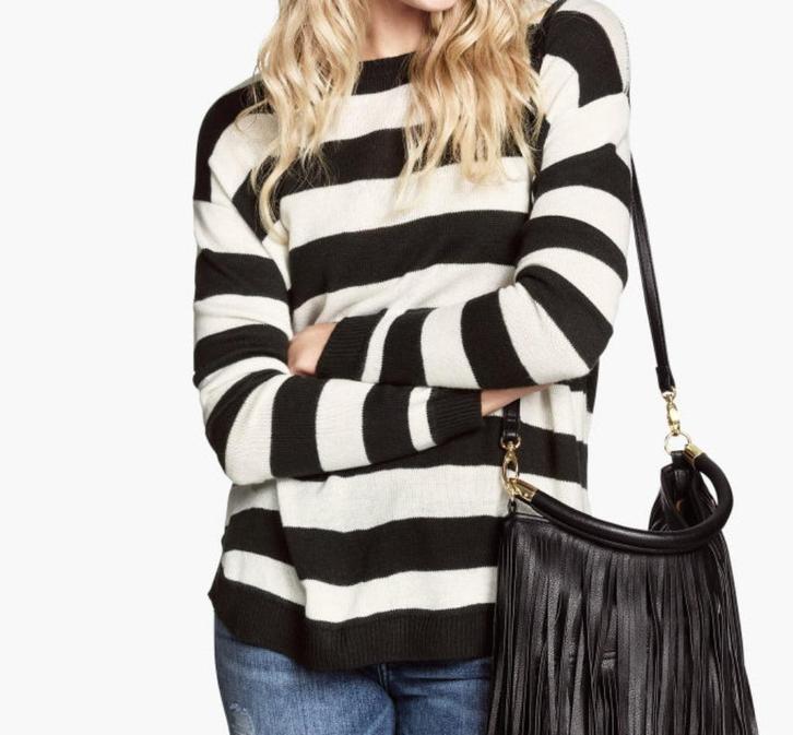 H&M zwart wit gestreept fijngebreide wollen trui pullover XS, Kleding | Dames, Truien en Vesten, Nieuw, Maat 34 (XS) of kleiner