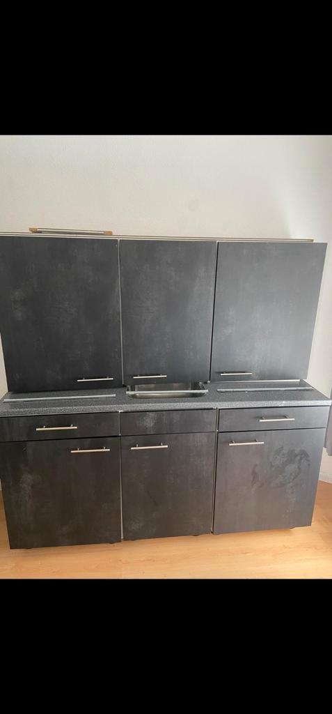 Bruynzeel keuken 170 cm Metaalzwart melaminie, Huis en Inrichting, Kasten | Wandmeubels, Zo goed als nieuw, 150 tot 200 cm, Minder dan 150 cm