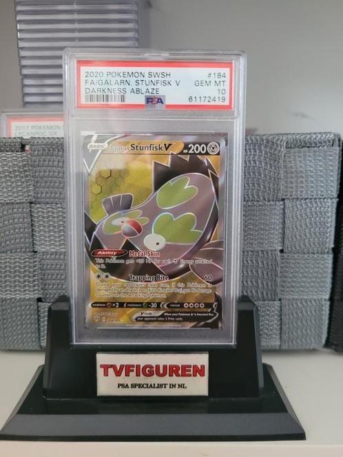 Pokemon Stunfisk psa kaart darkness Ablaze grade 10, Hobby en Vrije tijd, Verzamelkaartspellen | Pokémon, Zo goed als nieuw, Losse kaart