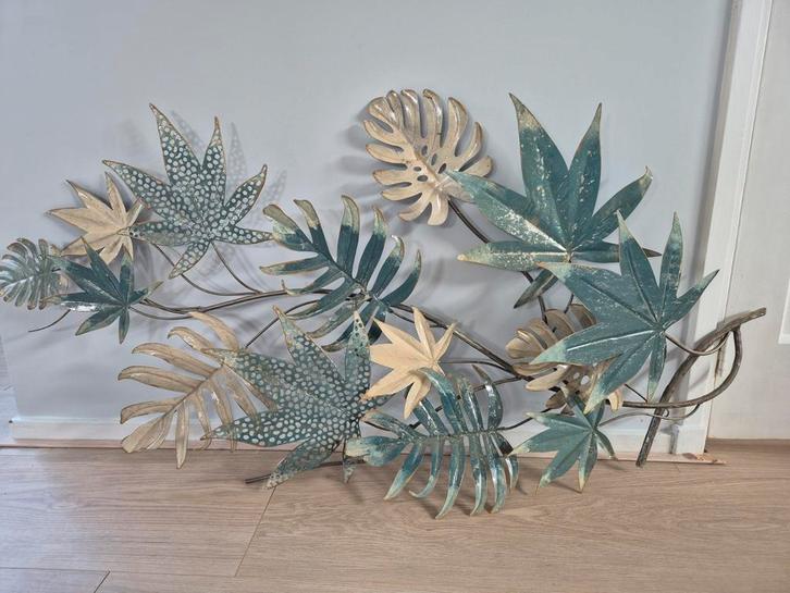 Metalen Wanddecoratie Bladeren, Huis en Inrichting, Woonaccessoires | Wanddecoraties, Zo goed als nieuw, Ophalen