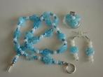 Ketting van j60 millefiori handgemaakte kralen., Ophalen of Verzenden, Nieuw, Blauw, Overige materialen