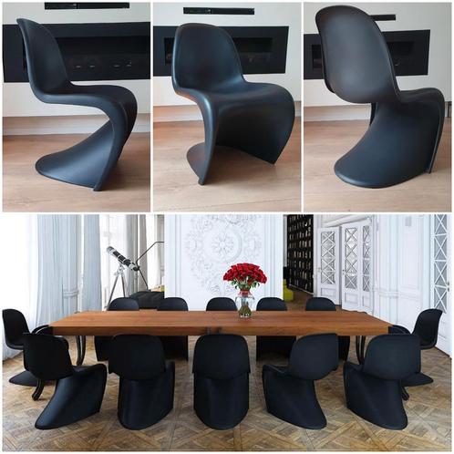 3 x Vitra Verner Panton Design Stoelen Zwart, Huis en Inrichting, Stoelen, Zo goed als nieuw, Drie, Kunststof, Zwart, Ophalen