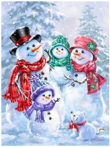 Diamond painting Sneeuwpop gezin Kerst 11 (Box D - 41, 42) beschikbaar voor biedingen