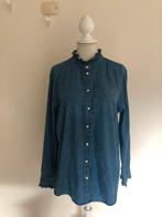 H&M denim blouse met volant M, Blauw, Maat 38/40 (M), H&M, Ophalen of Verzenden