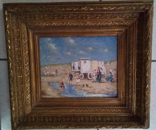 Schilderij paneel olieverf Jan Smit strand, Antiek en Kunst, Kunst | Schilderijen | Klassiek, Ophalen of Verzenden