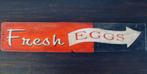 Handgeschilderd paneel/sign/Amerikaans/pub/bord/Fresh Eggs, Reclamebord, Ophalen of Verzenden, Zo goed als nieuw