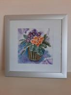 Ingelijste aquarel stilleven bloemen, Antiek en Kunst, Ophalen of Verzenden