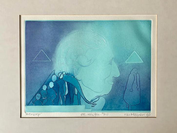 Ries Kleijnen 'Levensloop', Antiek en Kunst, Kunst | Litho's en Zeefdrukken, Ophalen of Verzenden