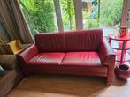 Rode leren bank, Huis en Inrichting, Ophalen, Gebruikt, 150 tot 200 cm, Driepersoons