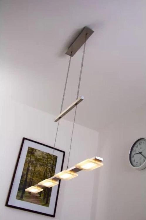 LED Wofi hanglamp 4-pits (in hoogte verstelbaar), Huis en Inrichting, Lampen | Hanglampen, Zo goed als nieuw, 75 cm of meer, Glas