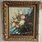 Bloemstilleven maat 84x74cm gesign R/O met dikke verenlijst, Antiek en Kunst, Ophalen