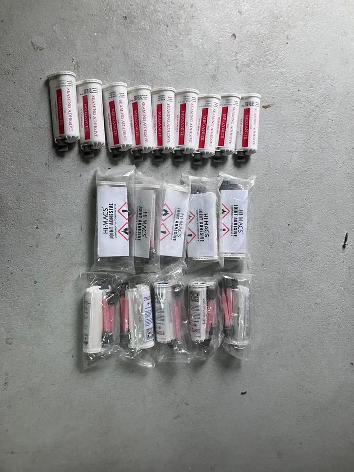 Lijm solid surface corian himacs durasein kula meganite 50ml, Doe-het-zelf en Verbouw, Sanitair, Nieuw, Glas, Ophalen of Verzenden