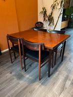 Vintage Topform Tafel (Uitschuifbaar) + 4 Stoelen, Ophalen, Gebruikt, 100 tot 150 cm, Vintage