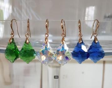 Glasfacet Oorbellen Kobalt en AB beschikbaar voor biedingen