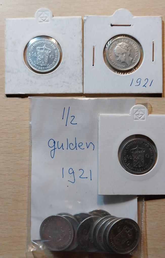 Verkoop Zilveren oude Nederlandse munten, Postzegels en Munten, Munten | Nederland, Losse munt, ½ gulden, Koningin Wilhelmina