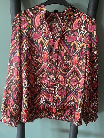 Gekleurde satijnen blouse 38 aztec print blouses tuniek top beschikbaar voor biedingen
