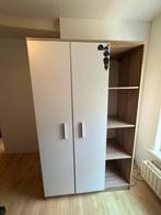 Wardrobe with Shelves – 190x110x50 cm – Wood & White Finish, Ophalen, 100 tot 150 cm, Met hangruimte, Zo goed als nieuw