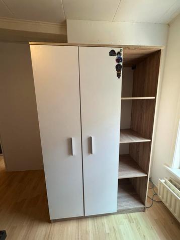 Wardrobe with Shelves – 190x120x50 cm – Wood & White Finish beschikbaar voor biedingen