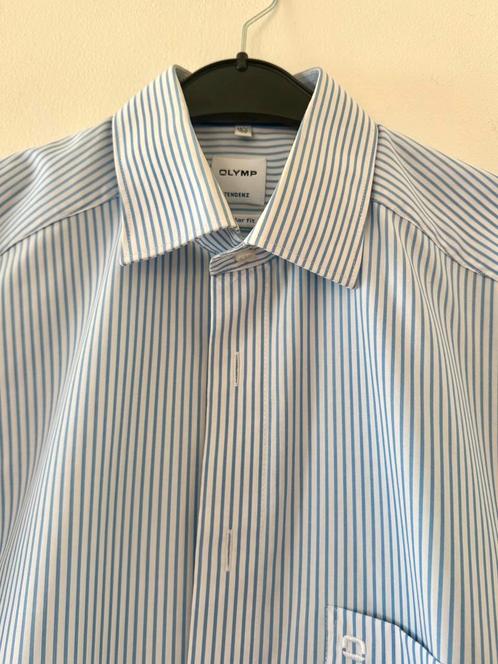 OLYMP  lichblauw wit streep overhemd 15/40 BCBC zgan, Kleding | Heren, Overhemden, Zo goed als nieuw, Halswijdte 39/40 (M), Wit
