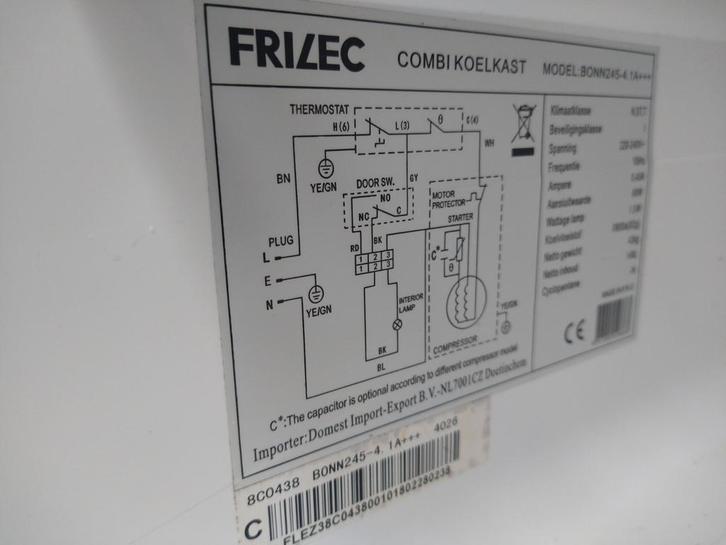 Frilec Koelkast - Koel/Vriescombinatie, Witgoed en Apparatuur, Koelkasten en IJskasten, Gebruikt, Met vriesvak, 150 tot 200 liter