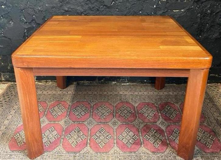 Vintage salontafel bijzettafel massief teak vierkant deens, Huis en Inrichting, Tafels | Sidetables, Gebruikt, 25 tot 50 cm, 50 tot 100 cm