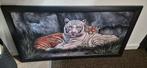 Tijgerschilderij - 109x59cm - Zwarte Frame, Ophalen