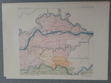 B032 / Plattegrond Zuid Gelderland + Zuid Utrecht litho 1920 beschikbaar voor biedingen