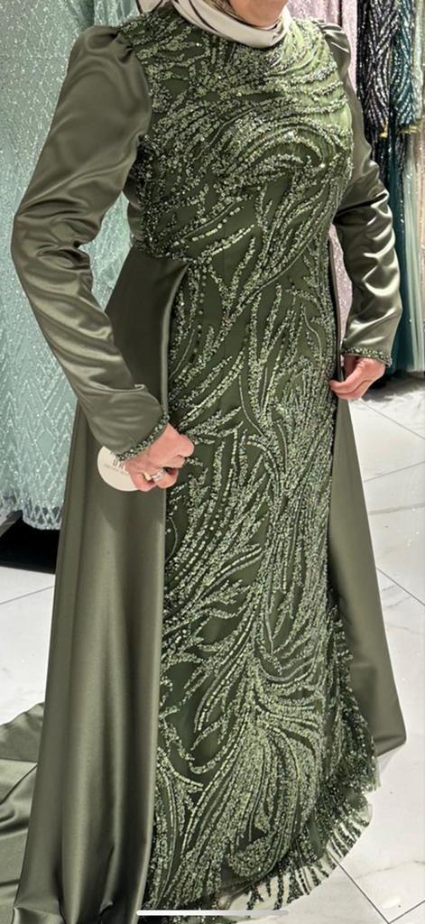 Abiye / Gelegenheidsjurk, Kleding | Dames, Badmode en Zwemkleding, Zo goed als nieuw, Overige typen, Groen, Ophalen of Verzenden