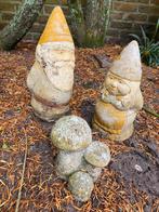 Tuinkabouters man en vrouw plus paddenstoelen, Tuin en Terras, Tuinbeelden, Ophalen, Gebruikt, Beton, Tuinkabouter