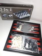 3-in-1 Magnetisch Bordspel: Schaak, Dammen, Backgammon, UB, Ophalen of Verzenden, Zo goed als nieuw, Een of twee spelers