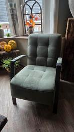 Groene fauteuil met armleuningen, Huis en Inrichting, Fauteuils, Ophalen, Gebruikt, Minder dan 75 cm, Metaal