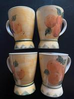 5 Vic’s hand painted mokken met sinaasappels, Ophalen of Verzenden, Overige stijlen, Kop(pen) en/of Schotel(s)