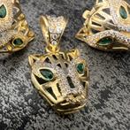14k gouden panter oorbellen met hanger set, Ophalen of Verzenden, Nieuw, Goud, Kruis of Symbool