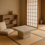 Salontafel beton ciré vierkant beige, Japandi, Tables by Leon, Info@tablesbyleon.nl, Vierkant