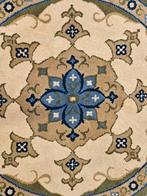 Handgeknoopt Retro wol Smyrna tapijt rond green 240x240cm, Huis en Inrichting, Stoffering | Tapijten en Kleden, 200 cm of meer