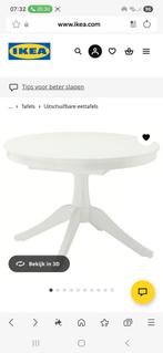 Eettafel rond wit, uitschuifbaar, Huis en Inrichting, Ophalen, Zo goed als nieuw, Rond, 50 tot 100 cm