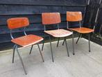 Industriële Schoolstoelen Pagholz/Pagwood - Vintage jaren 70, Huis en Inrichting, Stoelen, Ophalen, Gebruikt, Metaal, Industrieel Vintage