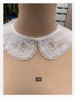 Antiek wit fijn gehaakt kraagje, katoen, 36 cm, Ophalen of Verzenden, Dames