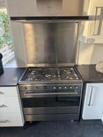 Smegg gasfornuis 5 pits met afzuigkap en rvs achterwand, Ophalen, Gebruikt