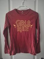 Name it longsleeve girls rule lange mouwen bruin 146 152, Meisje, Ophalen of Verzenden, Zo goed als nieuw, Shirt of Longsleeve