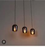 Design hanglamp zwart met smoke glas 3 lichts, Huis en Inrichting, Lampen | Hanglampen, Ophalen, Zo goed als nieuw, Glas, Minder dan 50 cm