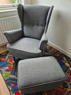 Fauteuil Strandmon, Oorfauteuil Nordvalla + Voetenbank Ikea, Huis en Inrichting, Fauteuils, Ophalen, Hout, 75 tot 100 cm, Zo goed als nieuw