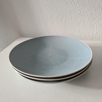 Set van 3 blauw licht gespikkelde dinerborden 27.5 cm beschikbaar voor biedingen