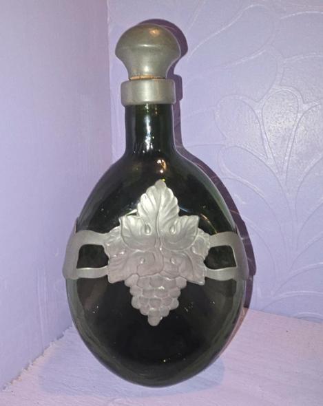 Vintage wijnkaraf met tinnen beslag, Antiek en Kunst, Antiek | Tin, Ophalen of Verzenden