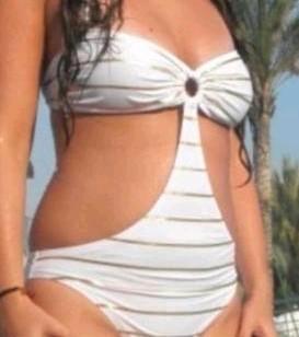 Semikini monokini wit goud strepen maat 38 maat m bikini beschikbaar voor biedingen